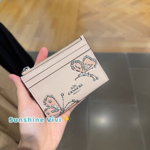 NWT Coach Mini Skinny Id Case With Butterfly Print CCM78 SEASHELL - Picture 1 of 5